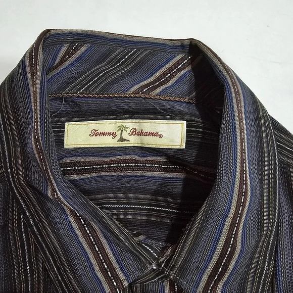 Tommy Bahama Shirt Mens Large Button Down Striped Multicolor - Picture 8 of 8